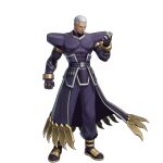  abs absurdres closed_mouth dark-skinned_male dark_skin full_body gloves highres large_pectorals long_sleeves looking_at_viewer male_focus muscular muscular_male official_art original_zero pectorals shoes short_hair shoulder_pads simple_background solo standing the_king_of_fighters_afk transparent_background white_hair 