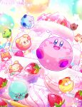  :d :o artist_name balloon blue_eyes blush blush_stickers brown_eyes cake candle closed_eyes closed_mouth commentary_request dated dithering falling food food_on_face food_on_head fruit full_body halftone happy highres kirby kirby&#039;s_dream_buffet kirby_(series) looking_at_viewer multiple_persona ninjya_palette no_humans object_on_head open_mouth pixiv_id smile star_(symbol) strawberry twitter_username waddle_dee watermark whipped_cream wide-eyed 