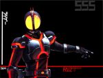  1boy armor artist_name black_background black_bodysuit bodysuit breastplate character_name chinese_commentary commentary compound_eyes copyright_name faiz_driver faiz_pointer glowing glowing_eyes helmet kamen_rider kamen_rider_555 kamen_rider_faiz male_focus max-k open_hand outstretched_arm pauldrons radio_antenna rider_belt shoulder_armor simple_background solo tokusatsu upper_body yellow_eyes 