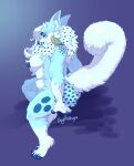  absurd_res anthro biped blue_body blue_fur boypretties breasts female fur hi_res horn mammal nipples solo spots spotted_body spotted_fur 