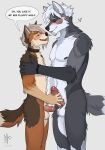  anthro canid canine canis dialogue duo english_text erection hi_res male male/male mammal noriko_oomori norikowolf text wolf yunori 