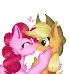  &lt;3 2022 4agonism applejack_(mlp) blonde_hair blush cheek_tuft chest_tuft chin_tuft clothing cowboy_hat digital_drawing_(artwork) digital_media_(artwork) duo ear_tuft earth_pony equid equine eyelashes facial_tuft female female/female feral fetlocks freckles friendship_is_magic fur green_eyes hair hasbro hat headgear headwear hi_res holding_head horse kiss_on_lips kissing mammal my_little_pony pink_body pink_fur pink_hair pinkie_pie_(mlp) pony ponytail simple_background surprise_kiss tuft white_background white_body white_fur 