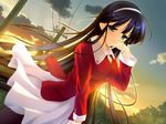  1girl game_cg hairband long_hair sakurai_suzuka satou_satoru sky solo sunset tsukushite_ageru_no_ni! 