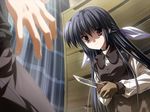  1boy 1girl amamiya_yuuko black_hair ef game_cg knife nanao_naru yandere you_are_going_to_be_killed 