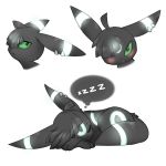  2018 alpha_channel alternate_species ambiguous_gender black_fur black_hair blush eeveelution eyebrows feral feral_with_hair feralized fezmangaka fur gladion_(pok&eacute;mon) green_eyes hair markings nintendo open_mouth paws pok&eacute;mon pok&eacute;mon_(species) simple_background sleeping solo text thought_bubble transparent_background umbreon video_games white_markings 