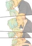  2boys fubuki_shirou inazuma_eleven inazuma_eleven_(series) kiss male_focus multiple_boys ryuugo_someoka scarf someoka_ryuugo white_background yaoi 