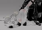  2boys aftersex anal ass cum cum_in_ass cumdrip drooling erection exhausted leon_s_kennedy male_focus mr._x multiple_boys penis resident_evil tears tyrant yaoi 