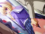  1boy 1girl age_difference ass bishop bishop_(company) blonde blonde_hair chikan finger fingers game_cg manin_densha manin_densha_2 nanase_yuzu panties public purple_eyes red_eyes school_uniform skirt skirt_lift thigh_highs thighhighs train train_interior underwear uniform upskirt 