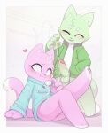  1boy 1girl antho cat copyright cum cum_on_body exaggerated_limbs furry kekitopu non-web_source pink_fur simplified_eyes tagme 