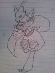  3_fingers ambiguous_gender anonymous_artist anthro armwear bandai_namco bridal_gauntlets cancer_(symbol) canid canine canis chest_tuft claws clothed clothed/nude clothing crossover digimon digimon_(species) facial_markings fingers fluffy fox fur fur_markings fusion generation_4_pokemon hand_on_hand head_markings hi_res hybrid jackal jumping line_art long_tail lucario mammal markings mask_(marking) motion_lines nintendo nude one_eye_closed pokemon pokemon_(species) pose renamon shoulder_tuft solo tail traditional_media_(artwork) tuft white_claws yin_yang 