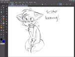  2022 anthro bodily_fluids canid canine clip_studio_paint covering covering_crotch crying fox freckledcoat hi_res male mammal miles_prower open_mouth sega sketch solo sonic_the_hedgehog_(series) tears 