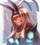  1girl animal_ears ankh breasts dark-skinned_female dark_skin facial_mark fate/grand_order fate_(series) glowing hairband long_hair medium_breasts modzu_(3705018) nitocris_(fate) nitocris_alter_(fate) signature white_hair yellow_eyes 