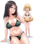  2girls bikini blonde_hair blue_eyes brown_hair closed_eyes girls_und_panzer highres katyusha_(girls_und_panzer) kitayama_miuki looking_at_viewer multiple_girls nonna_(girls_und_panzer) swimsuit white_background 