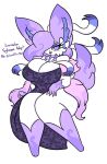  anthro big_breasts breasts canid canine clothed clothing dress eeveelution female fox generation_6_pokemon hair hi_res lewdchuu_(artist) mammal nintendo pokemon pokemon_(species) purple_eyes purple_feet purple_hair purple_hands solo sylveon white_body 