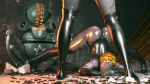  3d_(artwork) ammunition ass_up atomic_heart belyash black_body blonde_hair boots braided_hair brass bullet bullet_casings butt butt_focus clothing detailed_background dieselpunk digital_media_(artwork) duo faceless_character faceless_female female footwear glistening glistening_body glistening_skin grey_body hair hi_res humanoid inside invalid_background jack-o&#039;_pose looking_at_viewer machine metallic_body not_furry parody pose robot robot_humanoid robotics shell_casing shell_casings sibling standing the_twins_(atomic_heart) topwear twins word2 