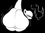  2022 anthro ass_clapping backsack balls big_butt butt butt_focus digital_media_(artwork) dinosaur genitals huge_butt looking_at_viewer looking_back looking_back_at_viewer male motion_lines nude open_mouth presenting presenting_hindquarters rear_view reptile scalie simple_background smile smokey_blokey solo tail theropod tyrannosaurid tyrannosaurus tyrannosaurus_rex 
