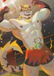  anthro areola ear_piercing felid fighting_ring frde hi_res inner_ear_fluff male mammal muscular muscular_anthro muscular_male nipples open_mouth open_smile pantherine piercing smile solo tail tuft wrestler 