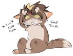  2023 anthro bodily_fluids brown_body brown_fur brown_hair bruised_head colored_sketch crying domestic_cat felid feline felis freckledcoat freckledcoat_(character) fur hair hi_res male mammal simple_background sketch sniffing sobbing solo tears white_background wounded 