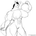  absurd_res anthro batmanholecover big_muscles breasts canid canine canis diane_(batmanholecover) english_text female genitals hi_res huge_muscles hyper hyper_biceps hyper_muscles mammal monochrome muscular nipples nude pussy sketch solo text wolf 