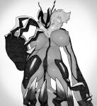  anthro areola big_breasts biped breasts claws cross-hatching curvy_figure female generation_6_pokemon genitals glistening glistening_body halftone hatching_(art) head_down hi_res huge_breasts innie_pussy legendary_pokemon looking_at_viewer nintendo nipples pen_(artwork) plump_labia pokemon pokemon_(species) pussy raised_hand realius shaded simple_background solo thick_thighs traditional_media_(artwork) voluptuous wide_hips yveltal 