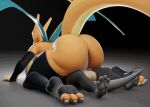  animated anthro armwear balls big_balls big_breasts big_penis breasts butt charizard clothing dragon duo fallen_angel_(artist) female generation_1_pokemon genitals legwear looking_back male male/female nintendo not_furry on_top penis pokemon pokemon_(species) size_difference tail yuki_(evov1) yukizard_(evov1) 