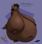  anthro belly big_belly big_breasts bird_dog breasts canid canine canis dialogue domestic_dog english_text female hi_res huge_breasts hunting_dog hyper hyper_belly hyper_breasts labrador lonnyk mammal nipples nude phone retriever sagging_breasts solo sonia_(lonnyk) tattoo text 