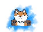  3_fingers ^w^ ambiguous_gender anthro brown_body brown_fur canid canine cute_expression fingers fox fur happy hi_res kizaru_(artist) male mammal orange_body orange_fur pawpads shaded solo 