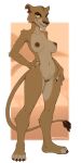  anthro anthrofied breasts brown_body claws disney eyelashes felid female fur genitals hi_res lion looking_at_viewer mammal nipples notched_ear nude pantherine pussy red_eyes signature simple_background smile solo the_lion_king w4g4 yellow_sclera zira 