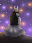  anthro big_butt bottomwear butt clothing girly hair hi_res lagomorph leporid lipstick long_hair looking_at_viewer makeup male male/male mammal photolol.03 rabbit simple_background sitting skirt solo thick_thighs wide_hips 