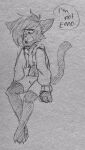  2023 annoyed anthro bangs bottomwear clenched_teeth clothing domestic_cat emo emo_haircut english_text felid feline felis freckledcoat graphite_(artwork) hi_res hoodie male mammal nightheart_(warriors) pencil_(artwork) shorts solo teeth text topwear traditional_media_(artwork) warriors_(cats) 
