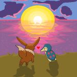  &lt;3 cyndaquil digital_media_(artwork) eevee female feral generation_1_pokemon generation_2_pokemon low_res male nintendo pixel_(artwork) pokemon pokemon_(species) pokemon_mystery_dungeon sunset 