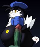  absurd_res anthro axis4s bandai_namco bedroom_eyes big_butt big_penis black_body black_pupils blush bottomless butt clothed clothing dipstick_ears dipstick_tail domestic_cat duo erection felid feline felis genitals hat headgear headwear hi_res hot_dogging klonoa klonoa_(series) looking_at_viewer looking_back male male/male mammal markings multicolored_ears narrowed_eyes penis pupils red_eyes seductive shirt smile tail tail_markings topwear yellow_eyes 