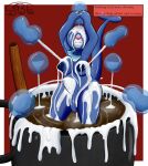  anthro beverage big_breasts blue_body bodily_fluids breasts bubble bukkake candy chocolate container cum cum_covered cup dessert excessive_cum excessive_genital_fluids fizzy_pop_the_popplio floppy_ears food generation_7_pokemon genital_fluids genitals herm hi_res holidays hot_chocolate intersex messy nintendo nude penis pokemon pokemon_(species) pokemorph popplio sexybigears69 smile solo tail text thick_thighs 