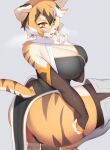  anthro arknights breasts butt clothed clothing faeki felid female fur hair hi_res hypergryph mammal multicolored_body multicolored_fur multicolored_hair orange_body orange_fur orange_hair pantherine solo studio_montagne tiger waaifu_(arknights) white_body 
