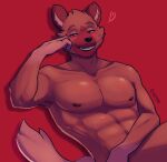  &lt;3 2023 5_fingers abs absurd_res aggressive_retsuko anthro areola armpit_hair bedroom_eyes black_ears black_eyebrows black_nipples black_nose blush body_hair bottomless brown_body brown_ears brown_eyebrows brown_fur brown_tail canid canine clothed clothing colored digital_media_(artwork) eyebrows fingers fur haida half-closed_eyes hi_res hyena leaning leaning_back looking_at_viewer male mammal muscular muscular_anthro muscular_male narrowed_eyes navel nipples nude nyankyun540 pecs pupils sanrio seductive shaded simple_background smile smirk solo spotted_hyena tail teeth topless 