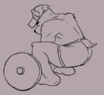  anthro barbell bear beta_pup clothing crouching drawpile exercise hat headgear headwear male mammal sketch solo weightlifting workout workout_clothing 