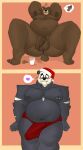  &lt;3 2021 anthro anus areola bear belly big_butt biped blush bodily_fluids bottomwear butt christmas christmas_clothing christmas_headwear clothed clothing cookie cute_fangs digital_media_(artwork) duo erection flaccid food gabgbb genital_fluids genitals giant_panda hands_behind_head hat headgear headwear hi_res holidays male mammal milk mistletoe musclegut navel nipples nude pecs penis plant precum santa_hat simple_background smile thick_thighs tongue topless underwear wide_hips 