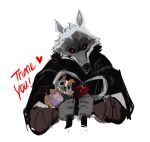  &lt;3 2023 4_fingers anthro arm_wraps black_cloak black_clothing black_nose black_sclera blue_eyes brown_body brown_fur canid canine canis cloak clothing death_(puss_in_boots) digital_media_(artwork) domestic_dog dreamworks dual_wielding duo english_text fingers fur grey_body grey_fur grin hi_res holding_object holding_weapon kallielef looking_at_viewer male mammal multicolored_body multicolored_fur perrito_(puss_in_boots) puss_in_boots_(film) puss_in_boots_the_last_wish red_eyes sickle simple_background smile smiling_at_viewer solo tail text two_tone_body two_tone_fur weapon white_background wolf wraps 