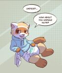  ambiguous_gender anthro briefs clothing creamsodaferret deez_nuts dialogue diaper domestic_ferret hi_res hoodie humor joke looking_sideways mammal meme mustelid musteline open_mouth sitting solo speech_bubble teeth topwear true_musteline underwear weasel 