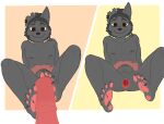  absurd_res anus canid canine canis duo feet foot_fetish foot_play footjob gaping gaping_anus goldi_(the_g0lden_0ne) hi_res male male/male mammal pawpads piercing scar sex sitting spread_legs spreading the_g0lden_0ne tired_eyes wolf 