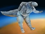  2023 anthro armor astronaut biped crocodile crocodilian crocodylid digital_media_(artwork) doctordj female floating green_eyes headgear helmet hi_res reptile scalie solo space spacesuit zero_gravity 