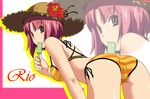  bad_id bad_pixiv_id bikini food green_eyes hat hechima pink_hair popsicle rio_rollins side-tie_bikini solo straw_hat striped striped_swimsuit super_blackjack swimsuit transparent_background zoom_layer 