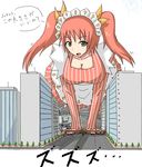  city destruction down_blouse downblouse giantess maid ochiko pink_hair terada_ochiko translation_request 