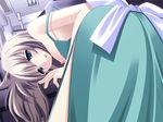  1girl apron bent_over breasts game_cg inuzumi_masaki loversoul misaki_haruna ribbon solo step_x_steady 
