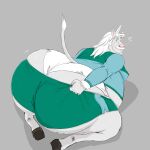  2022 animehikaridesu anthro belly big_belly big_butt bottomwear butt clothing equid equine hi_res horn humanoid_hands jeff_(luck) luck_(film) male mammal mature_male overweight overweight_male shirt shorts simple_background solo topwear underwear unicorn 