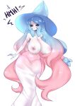  absurd_res armwear big_breasts breasts clothing dress elbow_gloves female generation_8_pokemon gloves hair handwear hatterene hi_res humanoid long_hair nintendo nipples piannen pokemon pokemon_(species) pouting solo standing text white_body wide_hips 