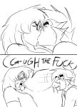  anthro ben_(jordo) bodily_fluids domestic_cat duo eyewear felid feline felis george_(jordo) glasses hi_res human jordo_(artist) kissing male male/male mammal saliva saliva_string speech_bubble text 