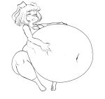  3_toes 5_fingers absurd_res anthro arm_tuft barefoot belly big_belly bloated blush bob_cut bodily_fluids breasts chest_tuft cleavage clothed clothing digital_media_(artwork) drooling elbow_tuft eye_roll feet female fingers fur gwen_(likessoftthings) hair hi_res hyper hyper_belly lagomorph leporid mammal monochrome navel open_mouth overweight overweight_anthro overweight_female pawpads rabbit saliva simple_background sinfullapis solo thick_thighs toes tuft wide_hips 
