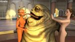  ahsoka_tano alien alien_humanoid breasts butt butt_grab female group hand_on_butt human humanoid hutt jabba_the_hutt licking lips male male/female mammal mole_under_eye nipples nude one_eye_closed padme_amidala star_wars star_wars:_the_clone_wars togruta tongue tongue_out trio 