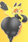 anthro big_breasts big_butt breasts butt clothed clothing cosplay_pikachu_(costume) female female/female fur generation_1_pokemon hi_res mammal mouse murid murine nintendo pikachu_libre pokemon pokemon_(species) rodent simple_background solo thiccbuns 